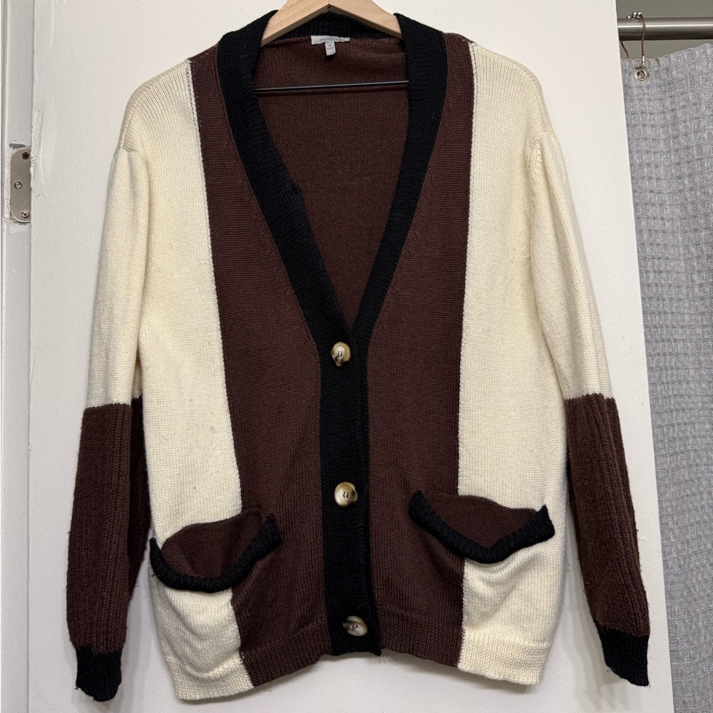 MARELLA Brown and Cream Wool Cardigan - Picture 3 of 8